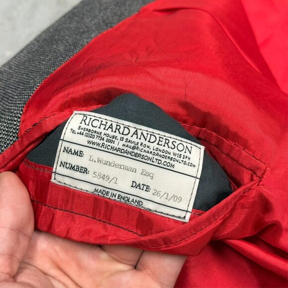 Bespoke Richard Anderson Savile Row Blazer Wool Cashmere Sport Coat Grey 42S - Picture 8 of 8